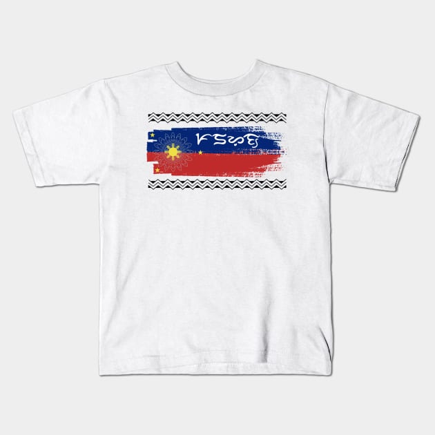 Philippine Flag / Badlit word Padayon (to Continue) Kids T-Shirt by Pirma Pinas